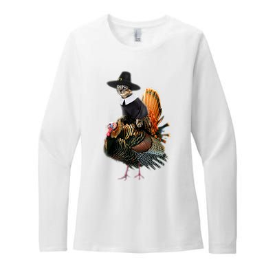 Thanksgiving Cat Pilgrim Costume Thanksgiving Turkey Gift Womens CVC Long Sleeve Shirt