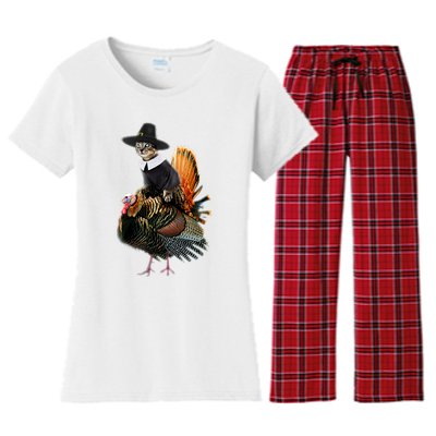 Thanksgiving Cat Pilgrim Costume Thanksgiving Turkey Gift Women's Flannel Pajama Set