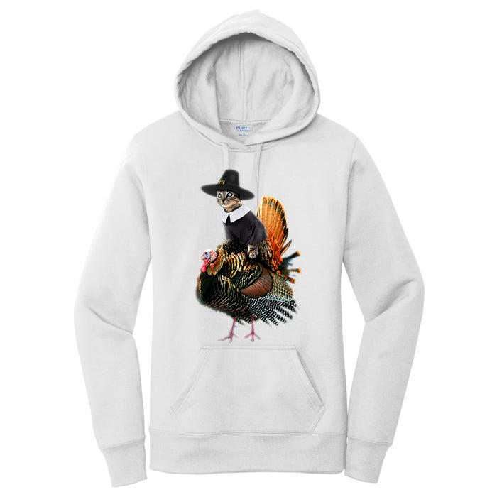 Thanksgiving Cat Pilgrim Costume Thanksgiving Turkey Gift Women's Pullover Hoodie