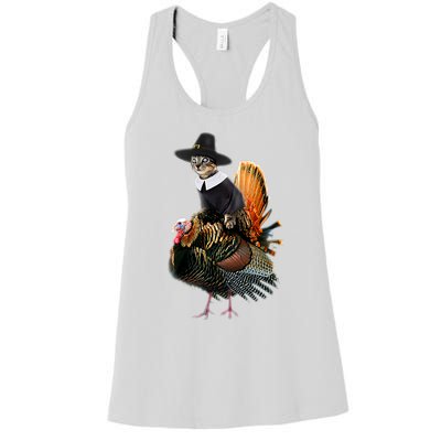 Thanksgiving Cat Pilgrim Costume Thanksgiving Turkey Gift Women's Racerback Tank