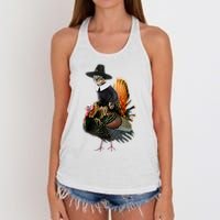 Thanksgiving Cat Pilgrim Costume Thanksgiving Turkey Gift Women's Knotted Racerback Tank