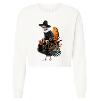 Thanksgiving Cat Pilgrim Costume Thanksgiving Turkey Gift Cropped Pullover Crew