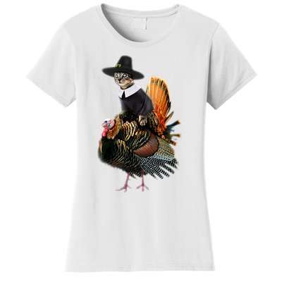 Thanksgiving Cat Pilgrim Costume Thanksgiving Turkey Gift Women's T-Shirt