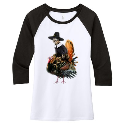 Thanksgiving Cat Pilgrim Costume Thanksgiving Turkey Gift Women's Tri-Blend 3/4-Sleeve Raglan Shirt