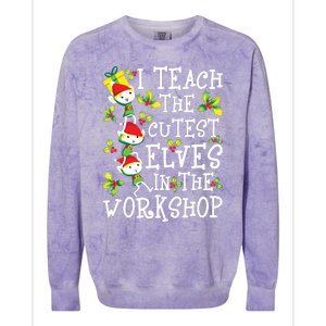 Teacher Christmas Presents I Teach The Cutest Elves Holiday Colorblast Crewneck Sweatshirt