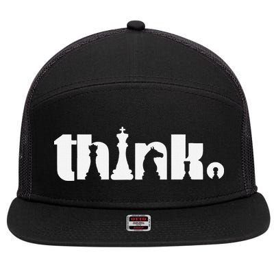 Think Chess Player Chess Game 7 Panel Mesh Trucker Snapback Hat