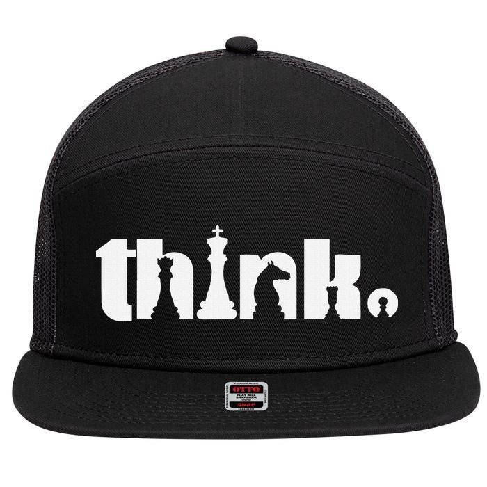 Think Chess Player Chess Game 7 Panel Mesh Trucker Snapback Hat