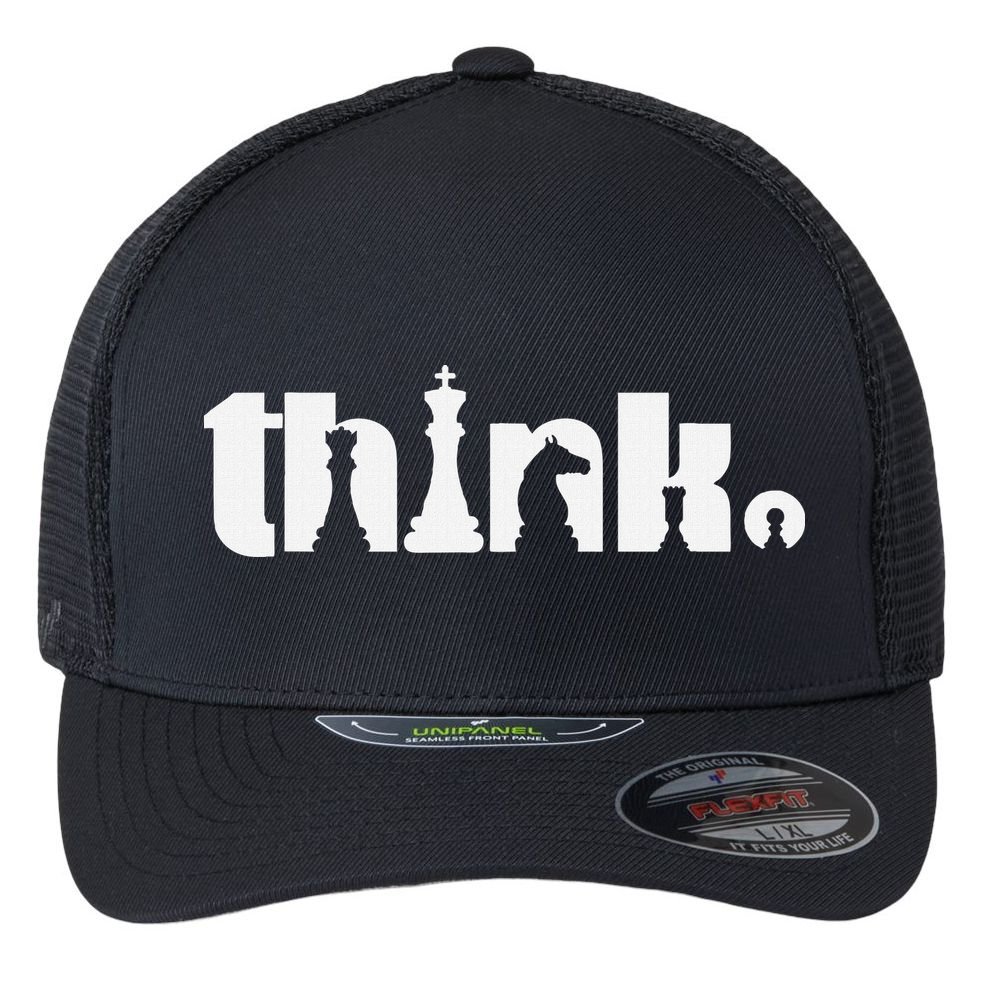 Think Chess Player Chess Game Flexfit Unipanel Trucker Cap