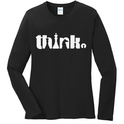 Think Chess Player Chess Game Ladies Long Sleeve Shirt