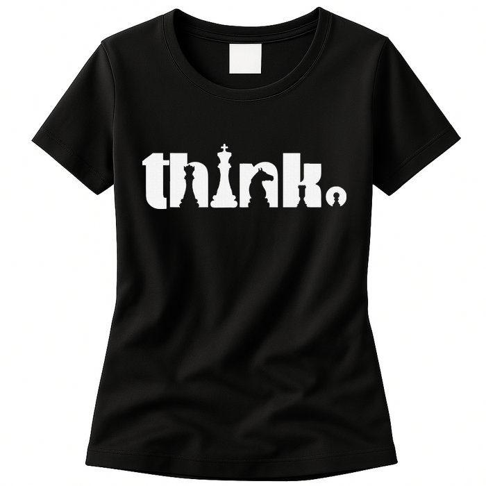 Think Chess Player Chess Game Womens T-Shirt