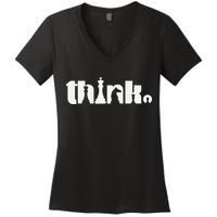 Think Chess Player Chess Game Women's V-Neck T-Shirt