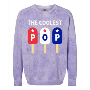 The Coolest Pop Patriotic Red White Blue Popsicle Dad Colorblast Crewneck Sweatshirt