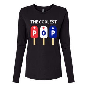 The Coolest Pop Patriotic Red White Blue Popsicle Dad Womens Cotton Relaxed Long Sleeve T-Shirt