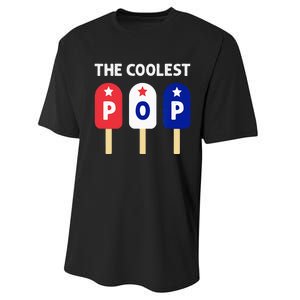 The Coolest Pop Patriotic Red White Blue Popsicle Dad Performance Sprint T-Shirt