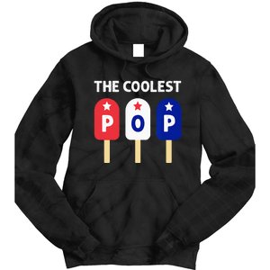 The Coolest Pop Patriotic Red White Blue Popsicle Dad Tie Dye Hoodie