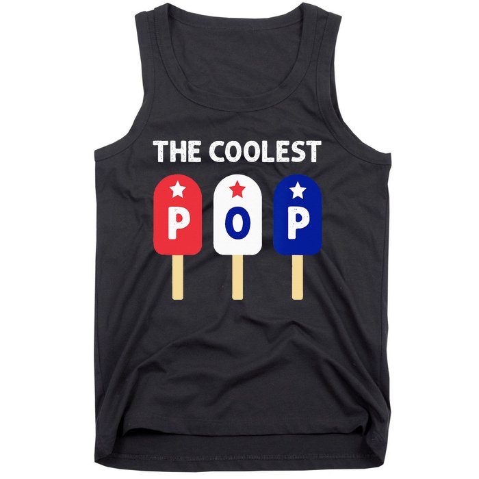 The Coolest Pop Patriotic Red White Blue Popsicle Dad Tank Top