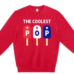 The Coolest Pop Patriotic Red White Blue Popsicle Dad Premium Crewneck Sweatshirt