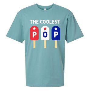 The Coolest Pop Patriotic Red White Blue Popsicle Dad Sueded Cloud Jersey T-Shirt