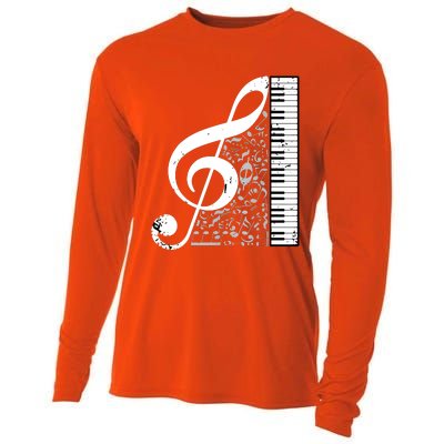 Treble Clef Piano Musical Notes Pianist Musician Instrument Cooling Performance Long Sleeve Crew