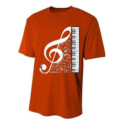 Treble Clef Piano Musical Notes Pianist Musician Instrument Performance Sprint T-Shirt