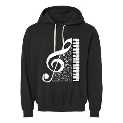 Treble Clef Piano Musical Notes Pianist Musician Instrument Garment-Dyed Fleece Hoodie