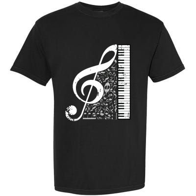 Treble Clef Piano Musical Notes Pianist Musician Instrument Garment-Dyed Heavyweight T-Shirt