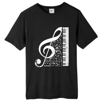 Treble Clef Piano Musical Notes Pianist Musician Instrument Tall Fusion ChromaSoft Performance T-Shirt