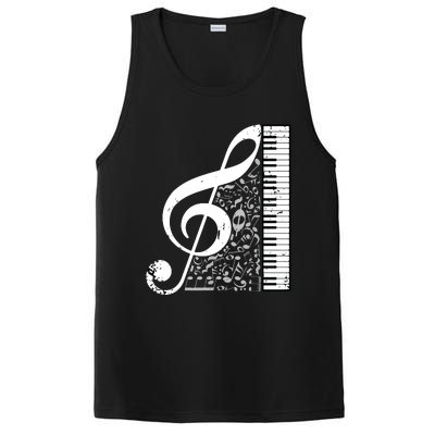 Treble Clef Piano Musical Notes Pianist Musician Instrument PosiCharge Competitor Tank