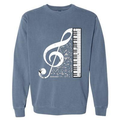 Treble Clef Piano Musical Notes Pianist Musician Instrument Garment-Dyed Sweatshirt