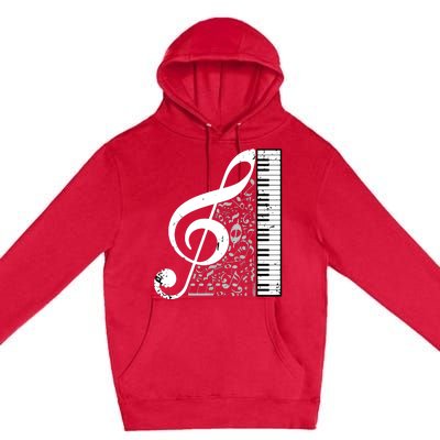 Treble Clef Piano Musical Notes Pianist Musician Instrument Premium Pullover Hoodie