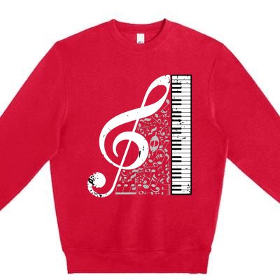 Treble Clef Piano Musical Notes Pianist Musician Instrument Premium Crewneck Sweatshirt