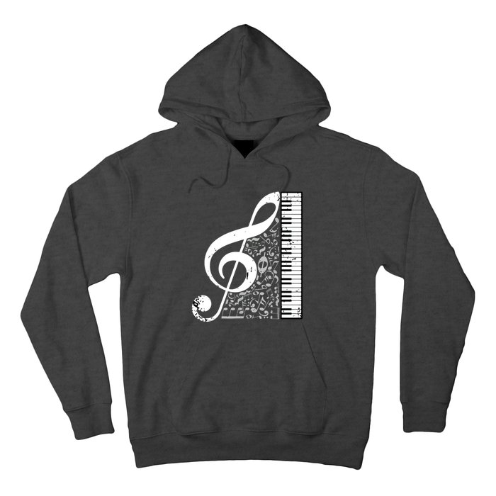 Treble Clef Piano Musical Notes Pianist Musician Instrument Hoodie