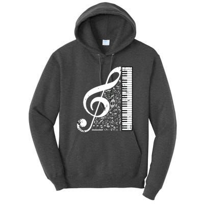 Treble Clef Piano Musical Notes Pianist Musician Instrument Tall Hoodie