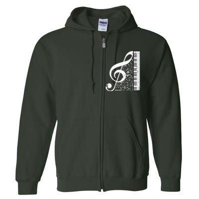 Treble Clef Piano Musical Notes Pianist Musician Instrument Full Zip Hoodie