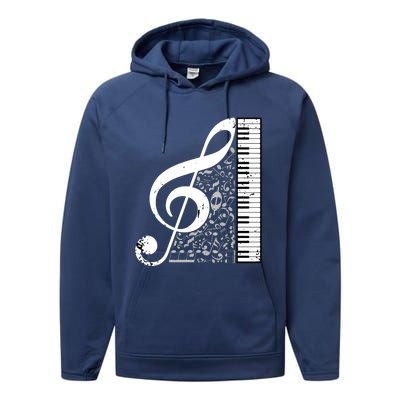 Treble Clef Piano Musical Notes Pianist Musician Instrument Performance Fleece Hoodie