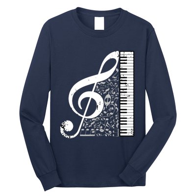 Treble Clef Piano Musical Notes Pianist Musician Instrument Long Sleeve Shirt