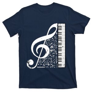 Treble Clef Piano Musical Notes Pianist Musician Instrument T-Shirt