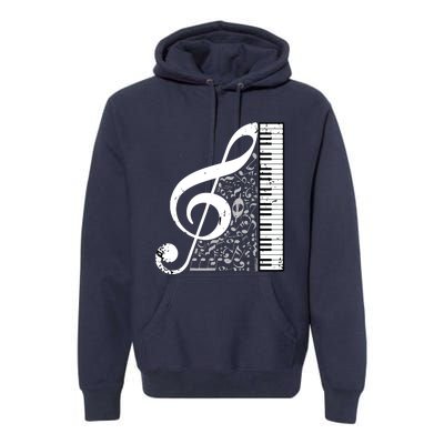 Treble Clef Piano Musical Notes Pianist Musician Instrument Premium Hoodie