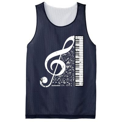 Treble Clef Piano Musical Notes Pianist Musician Instrument Mesh Reversible Basketball Jersey Tank