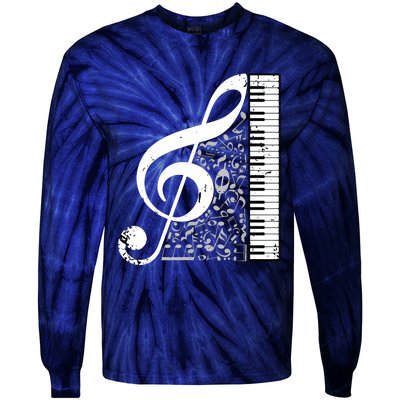 Treble Clef Piano Musical Notes Pianist Musician Instrument Tie-Dye Long Sleeve Shirt