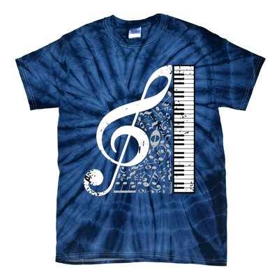 Treble Clef Piano Musical Notes Pianist Musician Instrument Tie-Dye T-Shirt