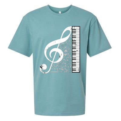 Treble Clef Piano Musical Notes Pianist Musician Instrument Sueded Cloud Jersey T-Shirt