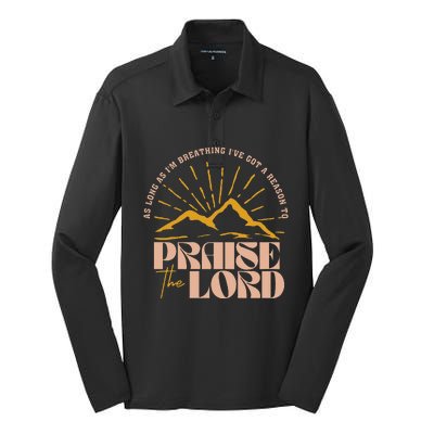 Trendy Christian Praise The Lord Bible Verse Design Silk Touch Performance Long Sleeve Polo