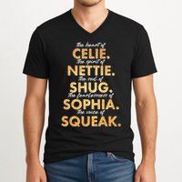 Celie Nettie Shug Sophia Squeak V-Neck T-Shirt