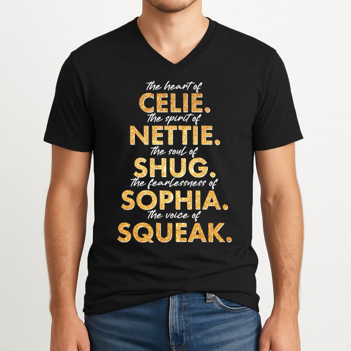 Celie Nettie Shug Sophia Squeak V-Neck T-Shirt
