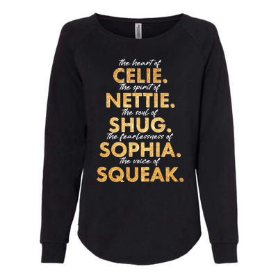 Celie Nettie Shug Sophia Squeak Womens California Wash Sweatshirt