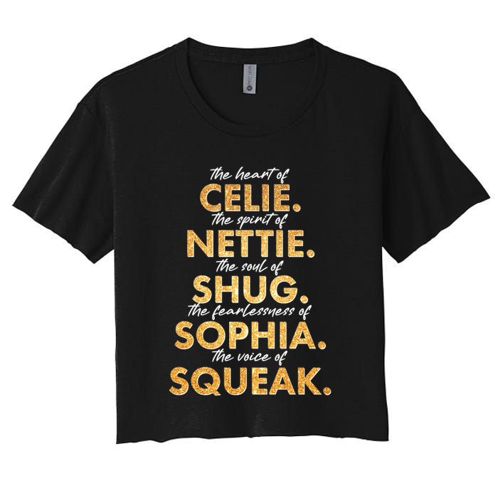 Celie Nettie Shug Sophia Squeak Crop Top