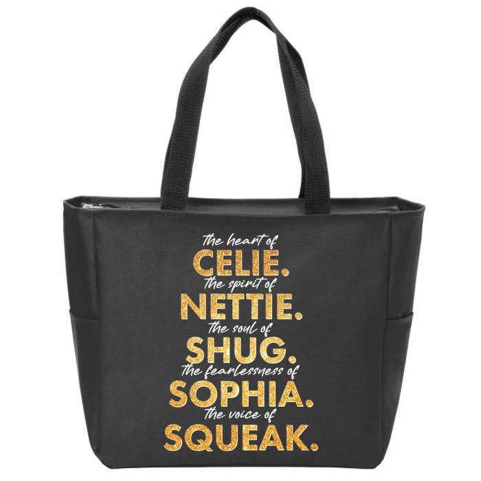 Celie Nettie Shug Sophia Squeak Zip Tote Bag