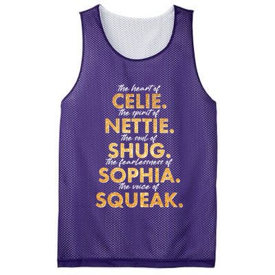Celie Nettie Shug Sophia Squeak Mesh Reversible Basketball Jersey Tank