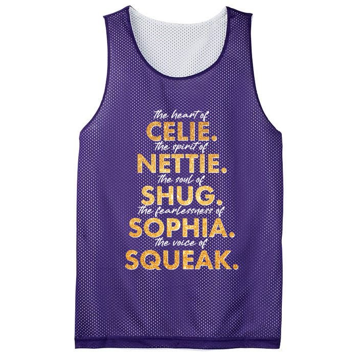 Celie Nettie Shug Sophia Squeak Mesh Reversible Basketball Jersey Tank